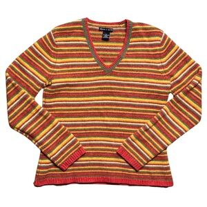 Vintage Y2K 90s Lambswool Sweater Womens Large Retro V-Neck Wool Earthy Mallcore